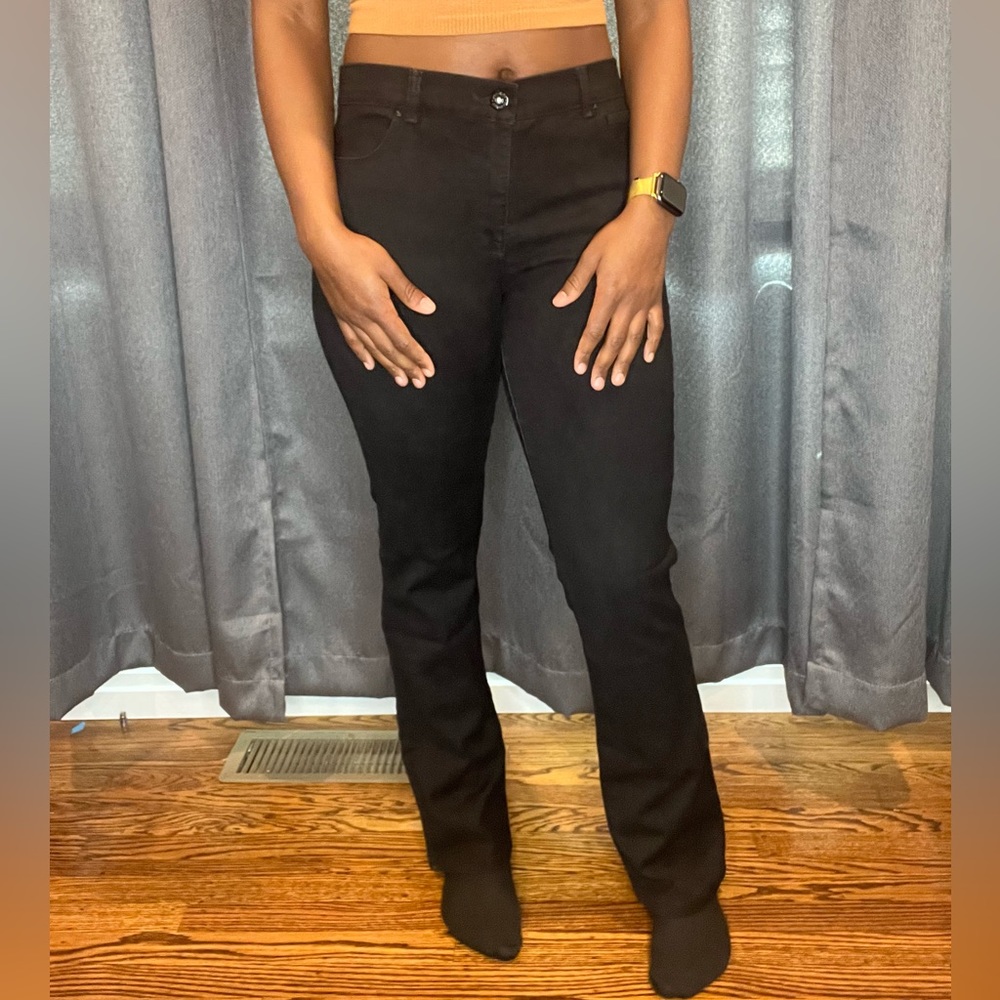 Black high-waisted boot cut jeans | Size 12